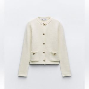 Zara Cream Button-Up Cardigan